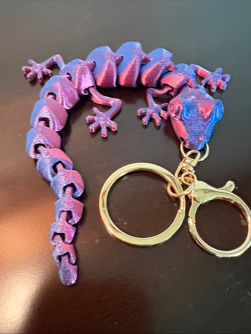 Iridescent Purple 3D Lizard Keychain Pet Reptile Accessory Bag Charm 9” New